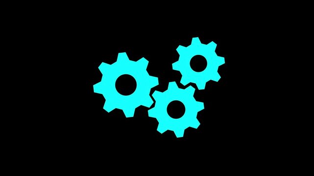 Update glowing setting icon setup animation. setting icon with spinning gears icon animated. Technology gear icon concept animation. on a White
