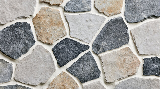 様々な色や形の石を組み合わせた石垣・石壁のテクスチャ Texture of a stone wall or masonry combining stones of various colors and shapes