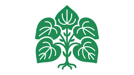 Green stylized plant with leaves and roots © mus