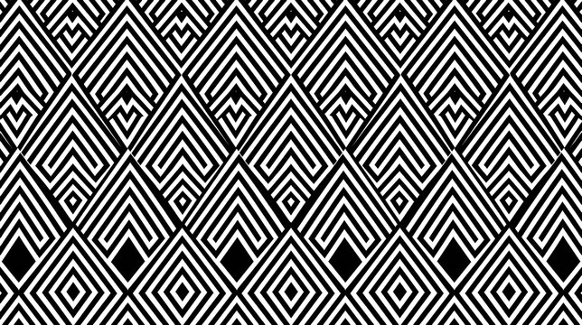 Seamless black and white zigzag chevron pattern background
