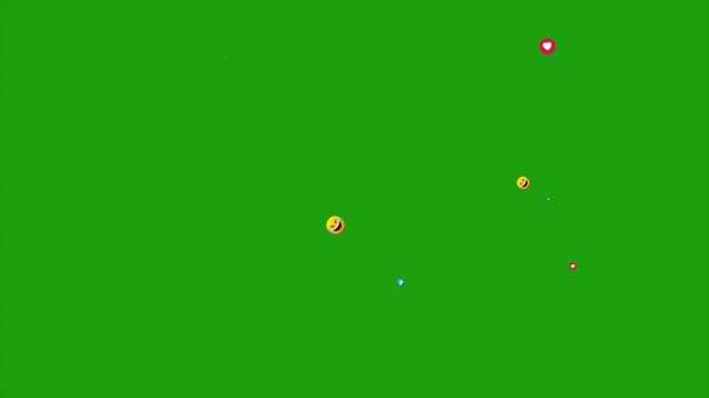 Social Media Reactions Animation, Like Love Haha Emoji Overlay, Live Stream Reaction Icons, Green Screen Chroma Key
