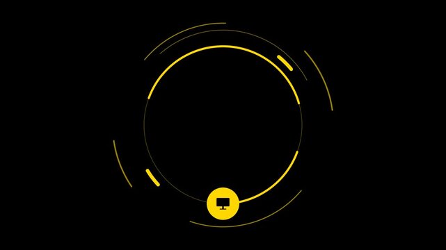 Minimalist High Tech Circular Interface Animation with Glowing Orange HUD
