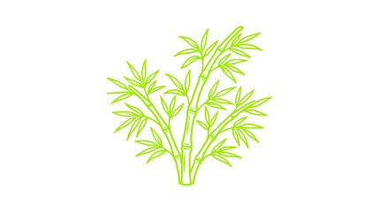 Obraz premium Green Bamboo Stalks with Leaves Outline