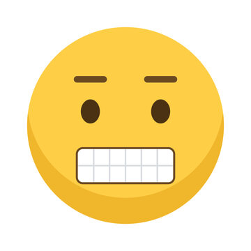 Grimacing emoji face with clenched teeth and flat brows