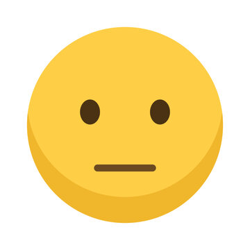 Neutral emoji face with dot eyes and a straight line mouth