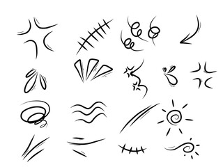 Fototapeta premium Hand Drawn Doodle Elements Set – Abstract Scribbles, Stars, Flowers and Decorative Sketch Icons