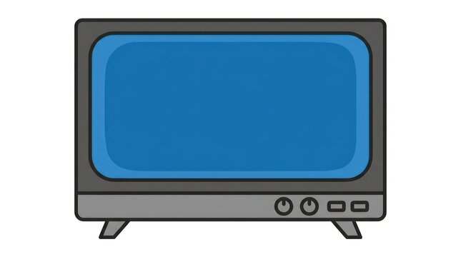 Vintage television set icon with blue screen display