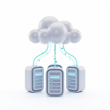 Cloud computing server network. Data storage and digital infrastructure concept.