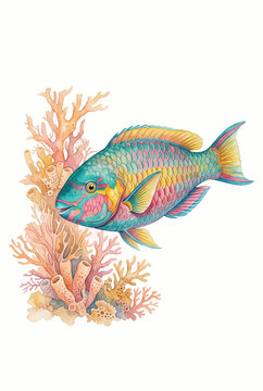 Parrotfish Nibbling Coral