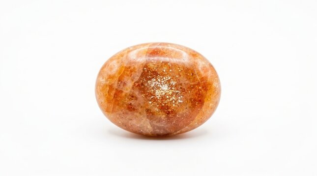 Polished sunstone gemstone isolated on white background with sunstone gemstone aventurescence esoteric precious meditation spirituality metaphysical material mineralogy treasure collectible