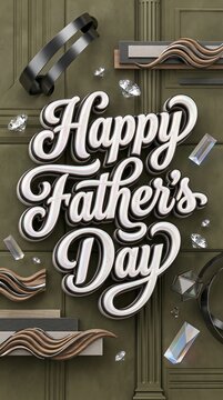 Luxury Pearl Script Happy Father's Day Typography Combined with Crystal Accents and Elegant Contemporary Interior Details