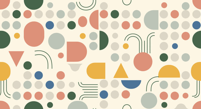 Minimalist geometric pattern with circles and semicircles