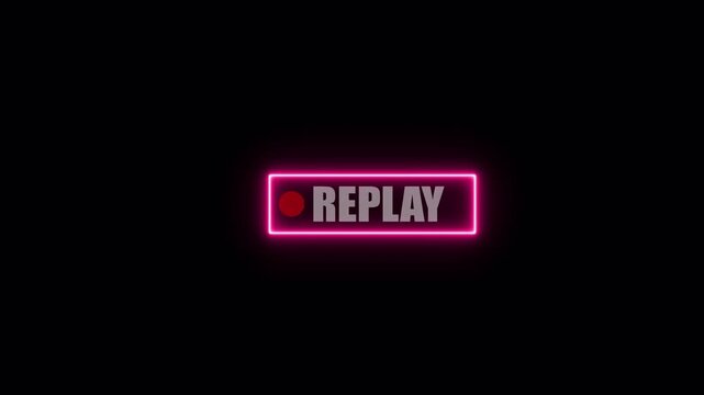 Replay sign Icon with Text Animation on Transparent Background. Modern Replay Button Animation for Live Streaming, Replay Symbol with Stylish Typography, Rewind and Repeat Motion Graphic.