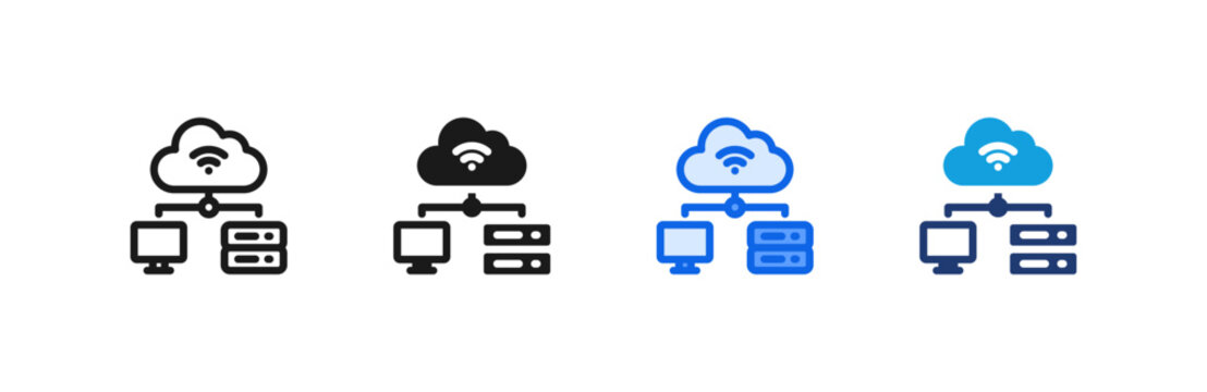 Digital Infrastructure Server icon multiple style collection. Vector illustration.