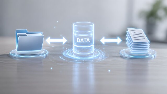 Secure cloud data migration and electronic folder archiving workflow between digital storage cylinder and stacked documents