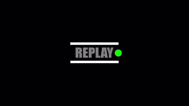 Replay sign Icon with Text Animation on Transparent Background. Modern Replay Button Animation for Live Streaming, Replay Symbol with Stylish Typography, Rewind and Repeat Motion Graphic.