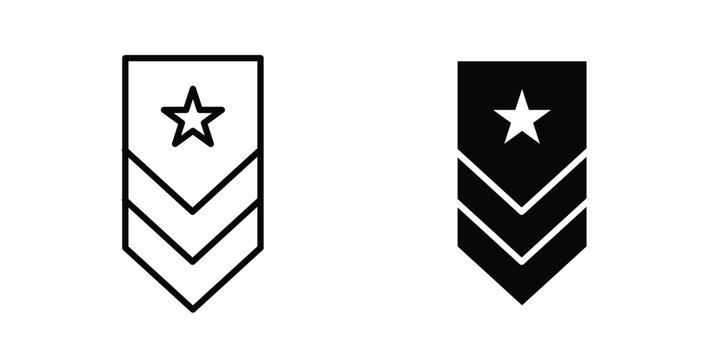 Military rank badge icon flat clipart pack