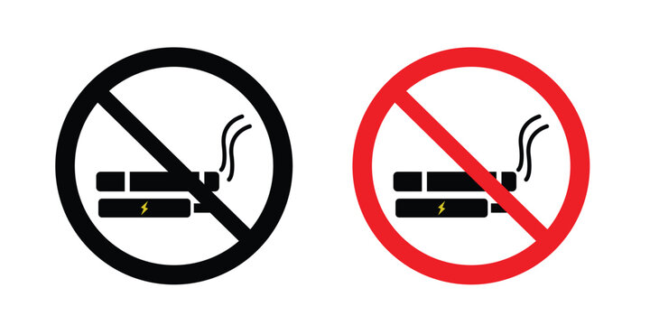 No smoking including electronic cigarettes sign flat clipart pack