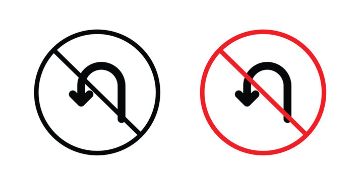 No u turn road sign flat clipart pack