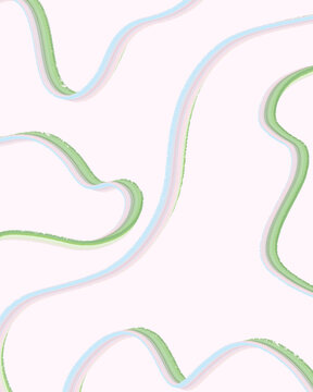 Pink, blue and green wavy lines abstract illustration for high quality wallpaper or background. hand draw with watercolor