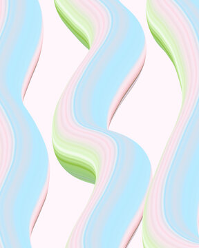 Pink, blue and green wavy lines abstract illustration for high quality wallpaper or background. hand draw with watercolor