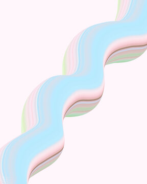 Pink, blue and green wavy lines abstract illustration for high quality wallpaper or background. hand draw with watercolor