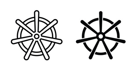 Ship wheel icon flat clipart pack © Sourav