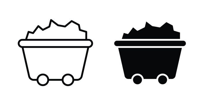 Trolley with coal icon flat clipart pack