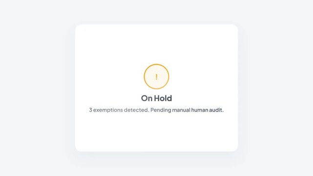 Medical Record Parsing Magnifying Glass Scan Graphic with On Hold Human Audit Verification Warning Screen for Healthcare Software UI Interface Animation