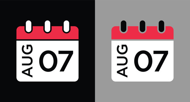 calendar - August 7 icon illustration isolated vector sign symbol