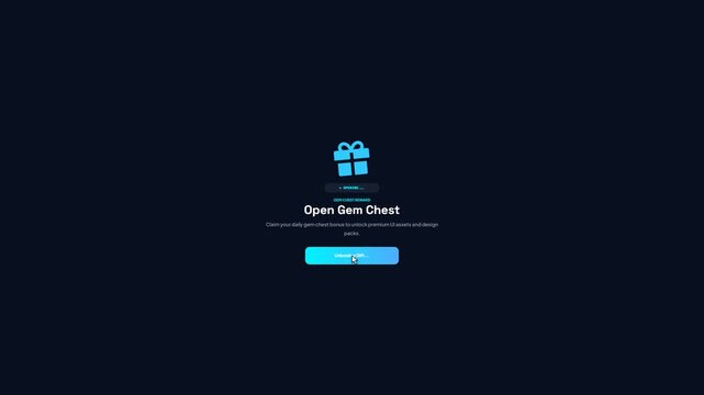 Open Gem Chest Box UI Animation with Gift Reward and Confetti Particle for Gamification Bonus Claim