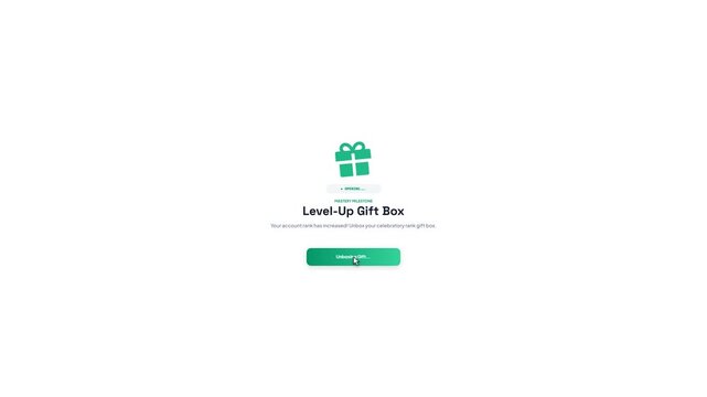 Level Up Gift Box Gamification Reward UI Button Animation Motion Graphics 4K