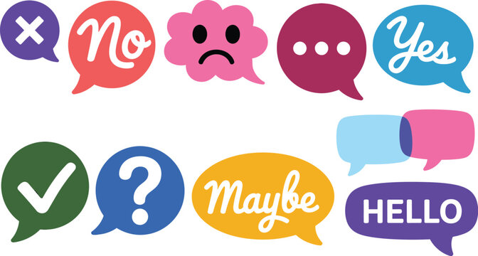 bubble transparent bubble vector set, vibrant speech clouds featuring colorful expression lettering, social communication graphics, and creative conversation elements.