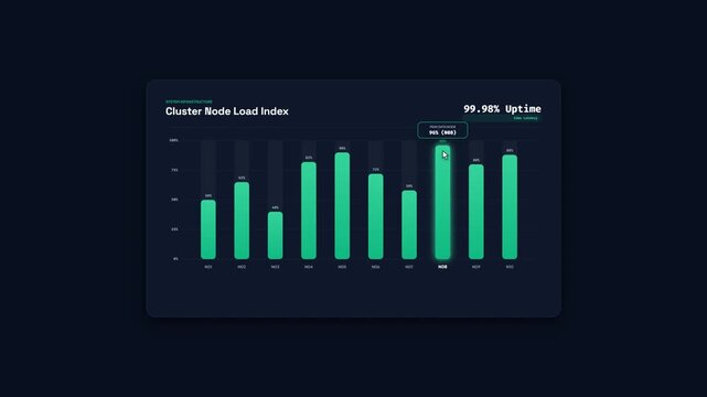 Cluster Node Load Index Animated Bar Chart UI Dashboard Metric Monitor Motion Graphics 4K