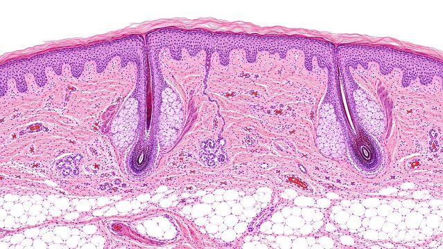 Healthy Skin Histopathology H&E Stained Microscopic Tissue Section Premium Medical Atlas