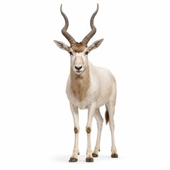Fototapeta premium Addax Antelope Standing Isolated on White Background