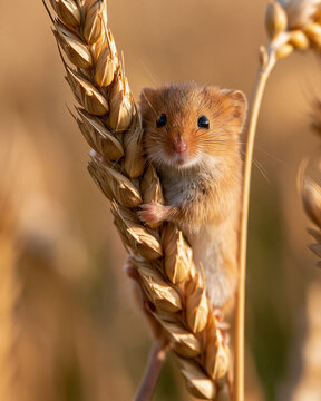 Wheat Field Encounter: Curious Mouse in its Agricultural Habitat