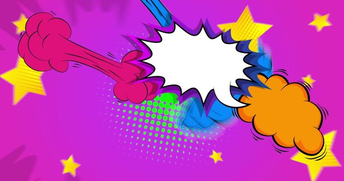 Cartoon background animation, comic book backdrop video. Retro comics pop art design.