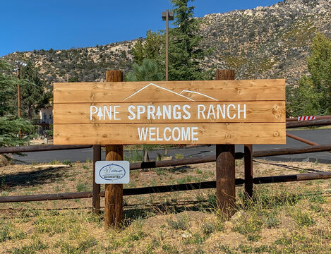 Mountain Center, CA USA on October 6, 2019. The Pine Springs Ranch Welcome Sign in Mountain Center, California.