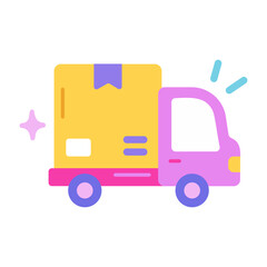 Fototapeta premium Delivery truck transporting packages for customer orders.