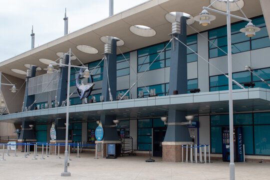 NEWPORT, KY USA APRIL 24, 2019. The Newport Aquarium, located in Newport, Kentucky, United States at Newport on the Levee.