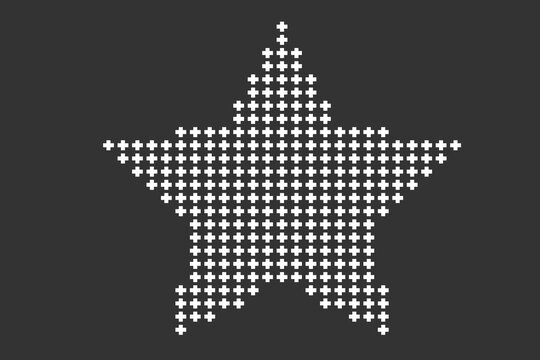 Abstract star shape made of white plus signs cross matrix grid on dark background vector illustration