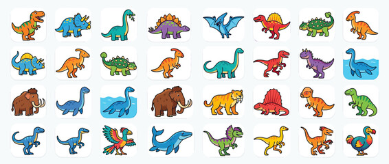 Cute Cartoon Dinosaurs and Prehistoric Animals Collection © Pensil