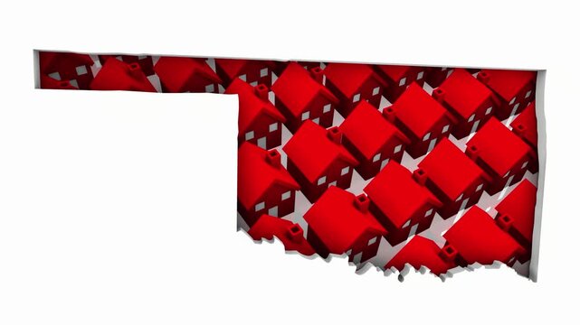 Oklahoma OK State Map Homes Houses Construction New Neighborhoods Suburbs 3d Animation
