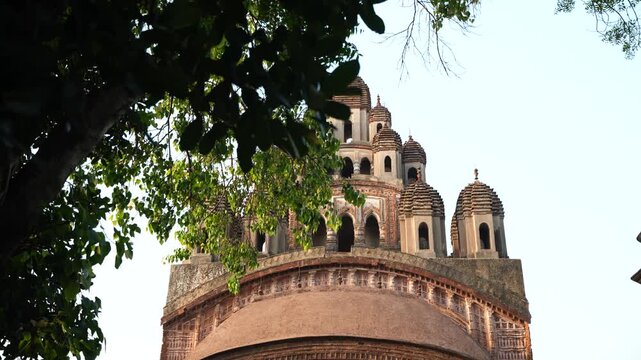This is a terracotta artwork on the temple wall; it is located at the Krishna Chandraji Temple in Kalna.