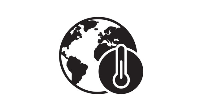 Global warming icon representing climate change and rising temperatures.