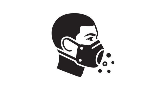 Person wearing protective face mask icon vector illustration.