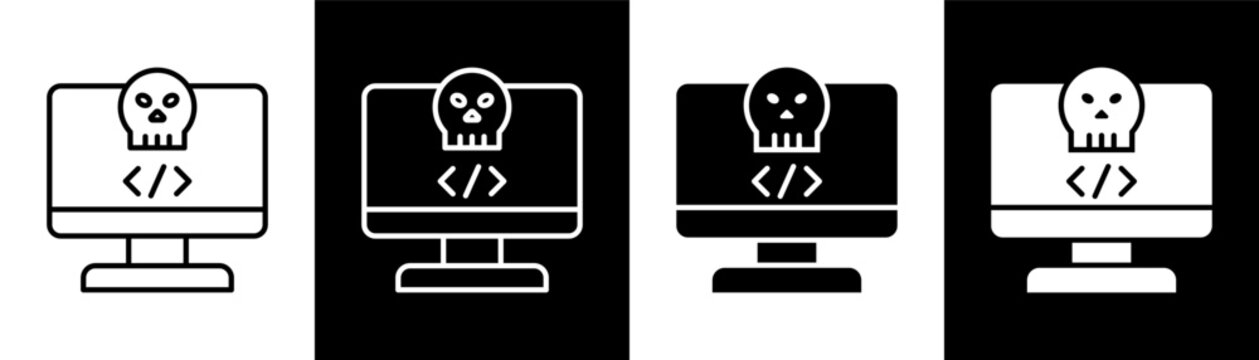 Exploitation white and black icon set design