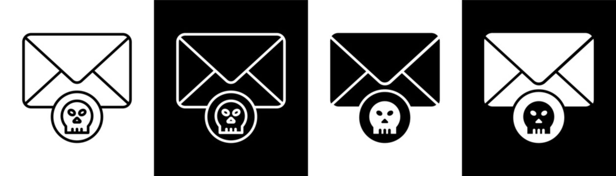 Hacked Email white and black icon set design