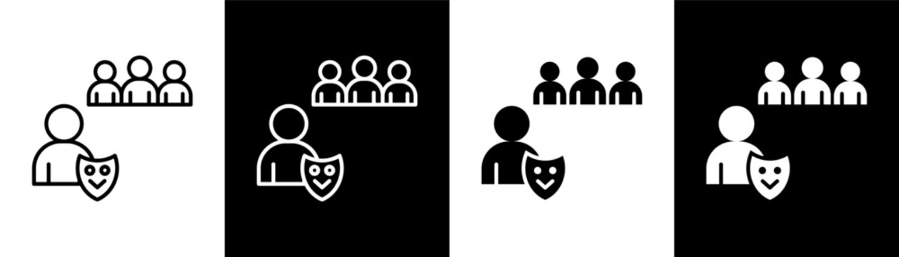 Fake Friend white and black icon set design